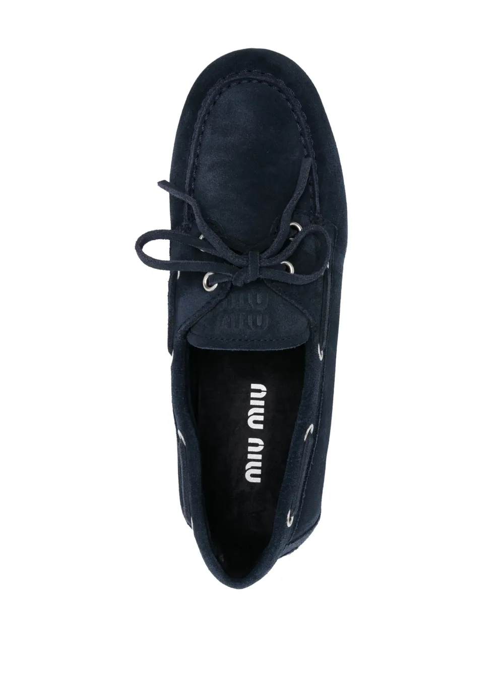 Miu Miu Loafer Aus Wildleder In Blau