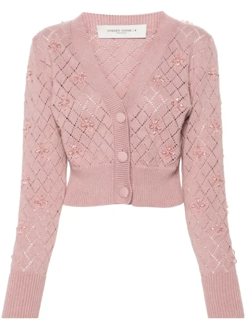 Golden Goose bead-embellished pointelle-knit cardigan