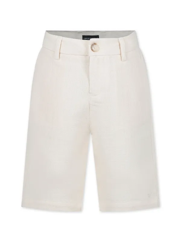 Emporio Armani Kids Tailored Cotton Shorts Neutrals FARFETCH