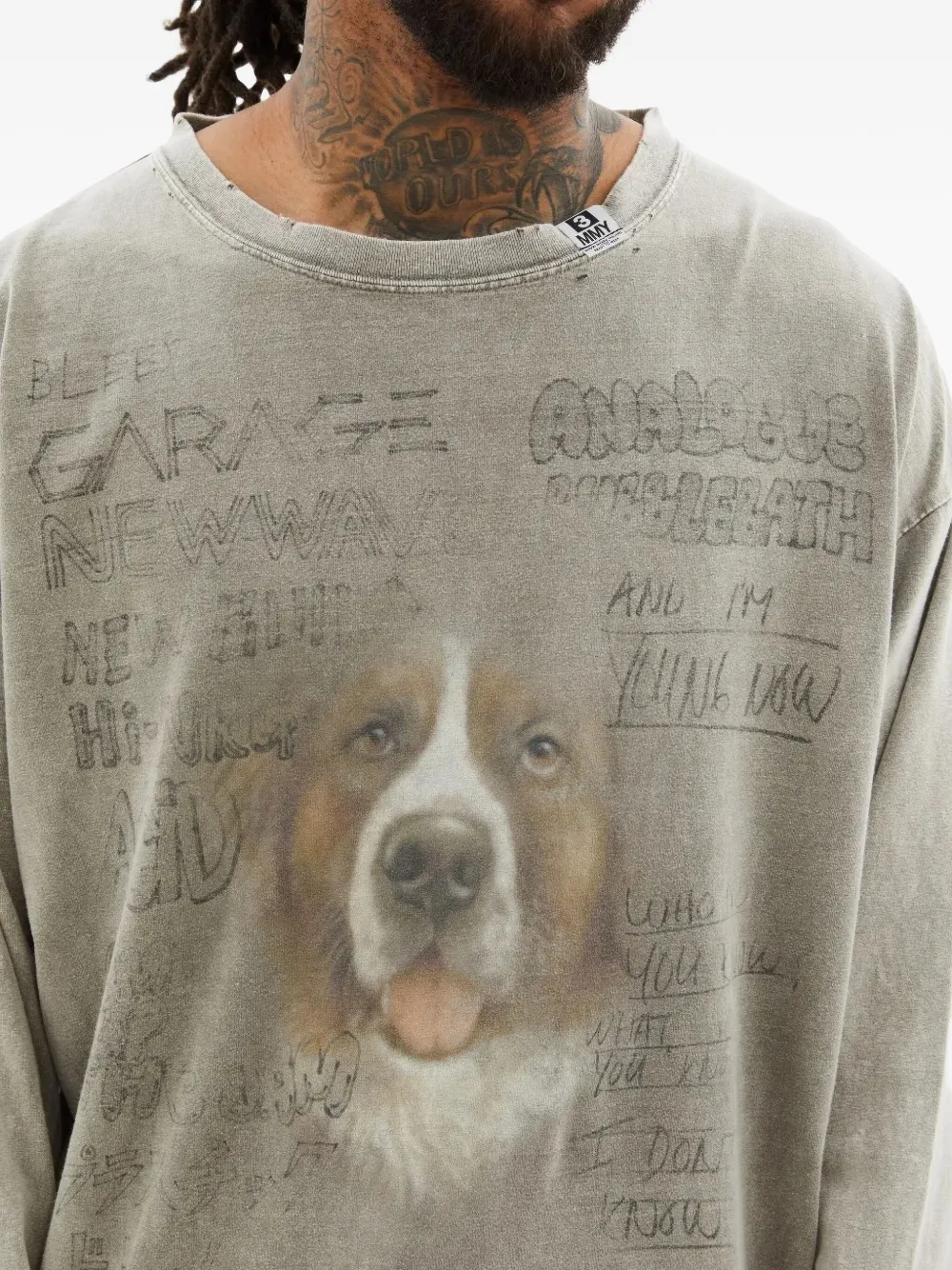 Maison MIHARA YASUHIRO T-shirt met gebleekt effect Beige