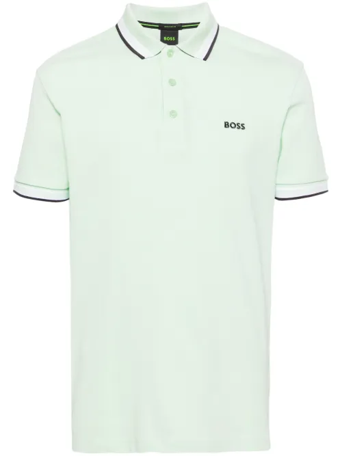 Polo en coton à logo brodé - BOSS - Modalova