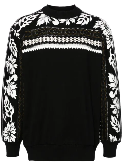 sacai fair-isle intarsia-knit jumper