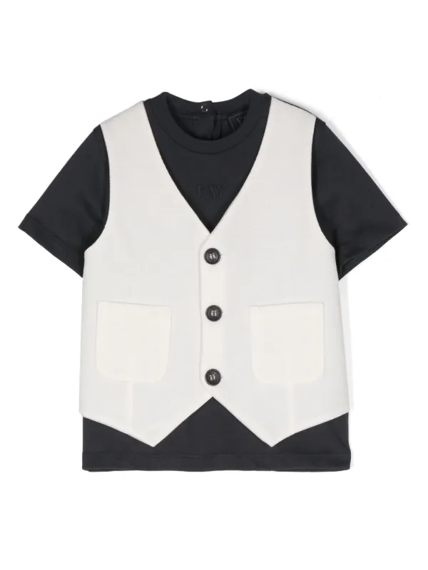 Fay Kids waistcoat layered T shirt Blue FARFETCH ZA