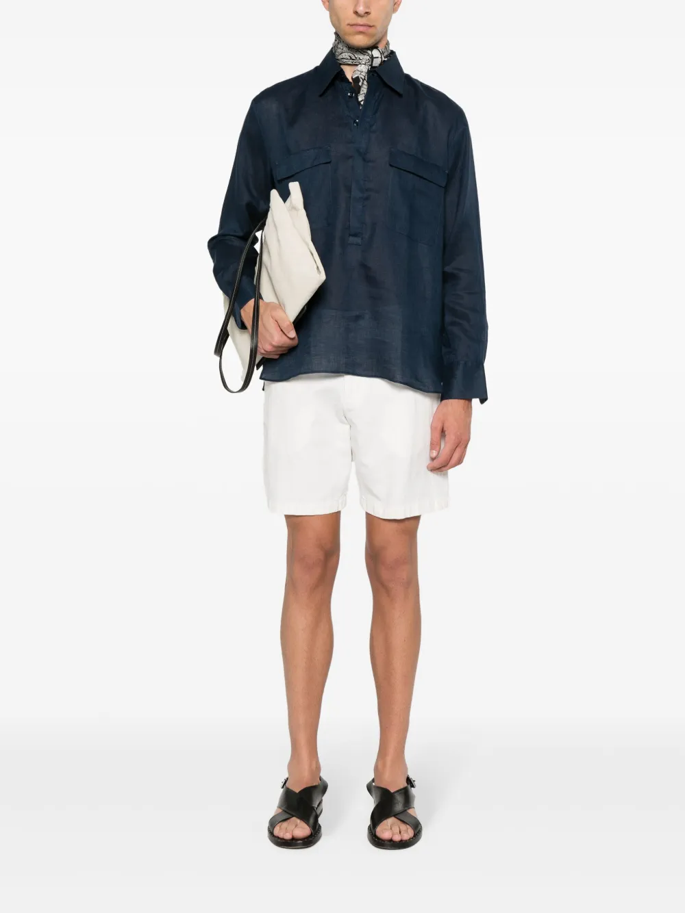 PT Torino long-sleeve linen shirt - Blauw