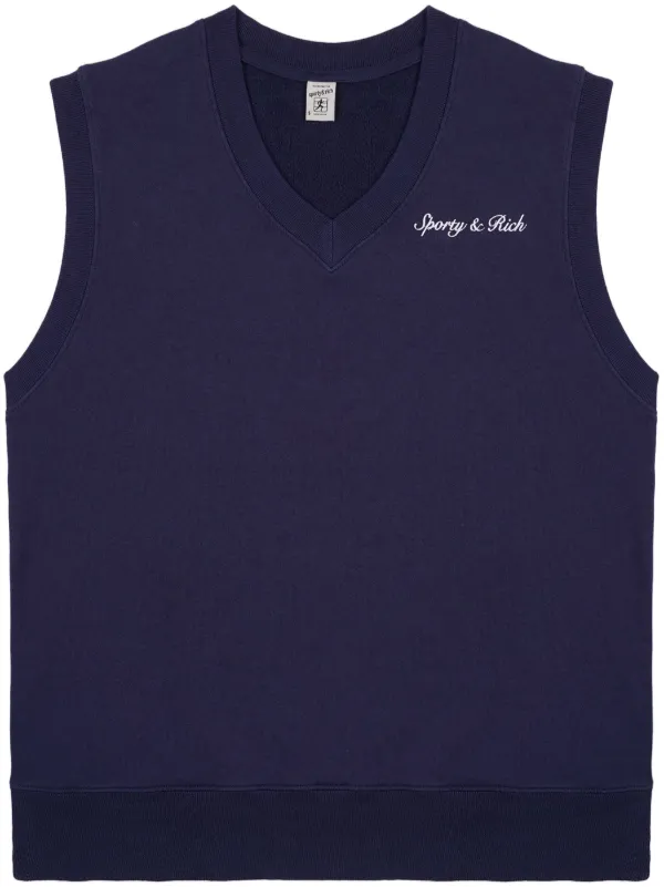Sporty Rich Syracuse Cotton Vest Blue FARFETCH PH