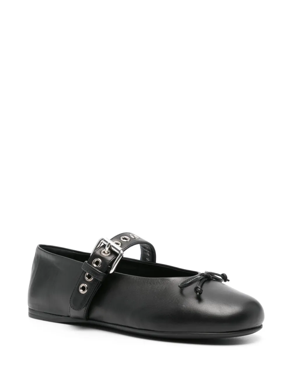 Miu Miu Leren ballerina's - Zwart