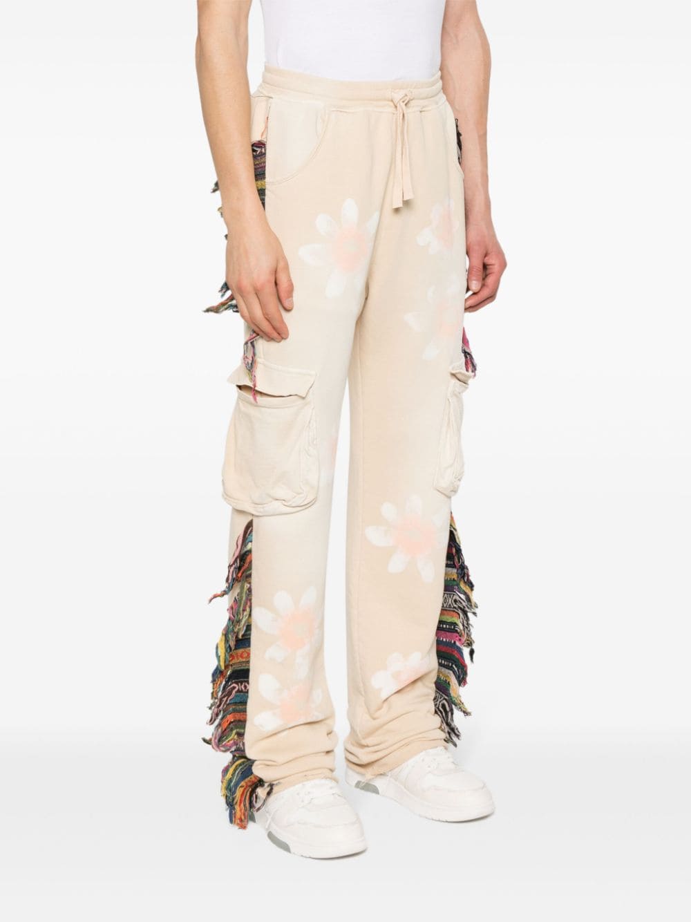 Shop Alchemist Floral-print Fringed Track Pants In Neutrals