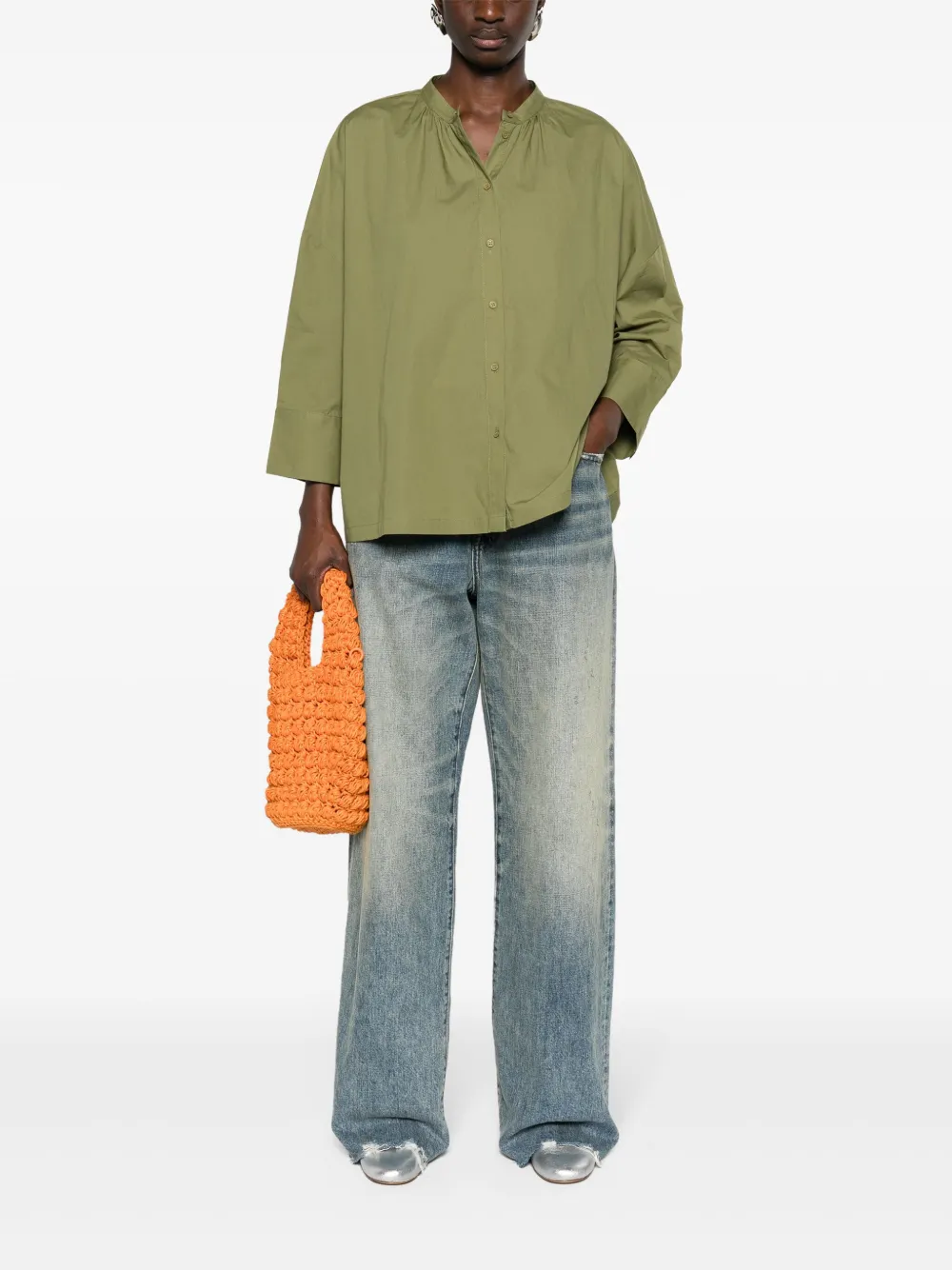 Essentiel Antwerp Blouse met bandkraag - Groen