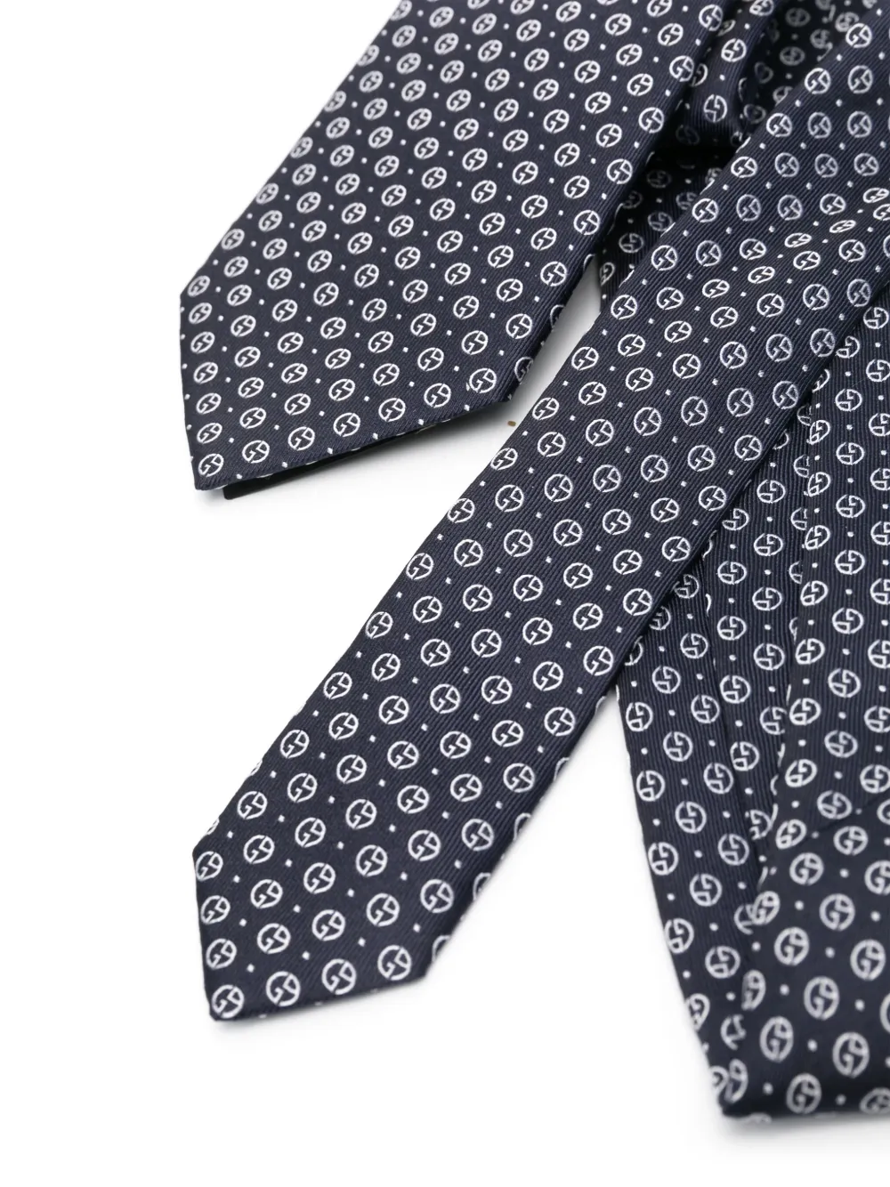 Shop Giorgio Armani Logo-embroidered Silk Tie In Blue