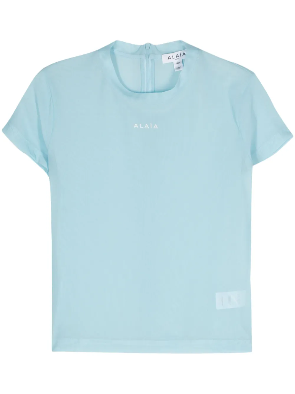 Alaïa rubberised-logo mesh T-shirt | Blue | Image 1