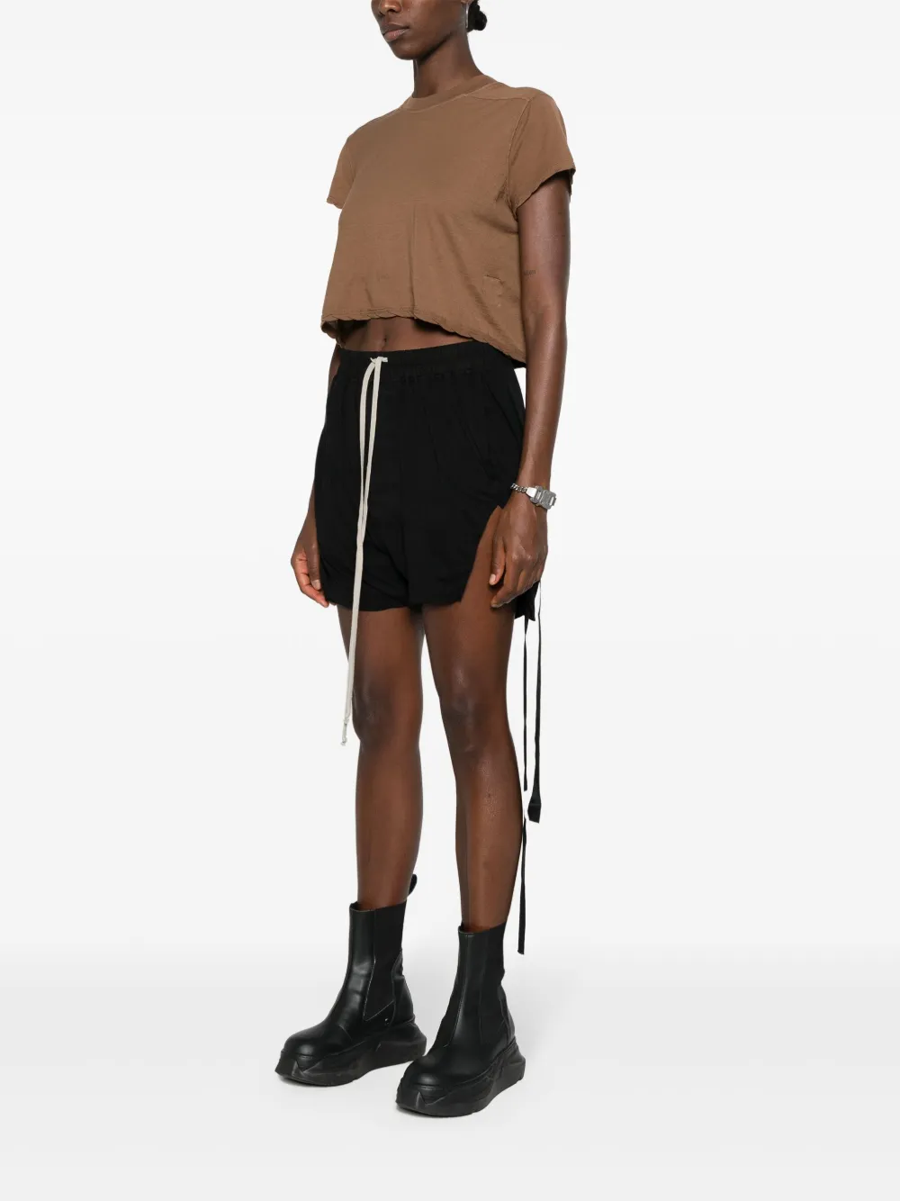 Shop Rick Owens Drkshdw Level T Cotton T-shirt In Brown