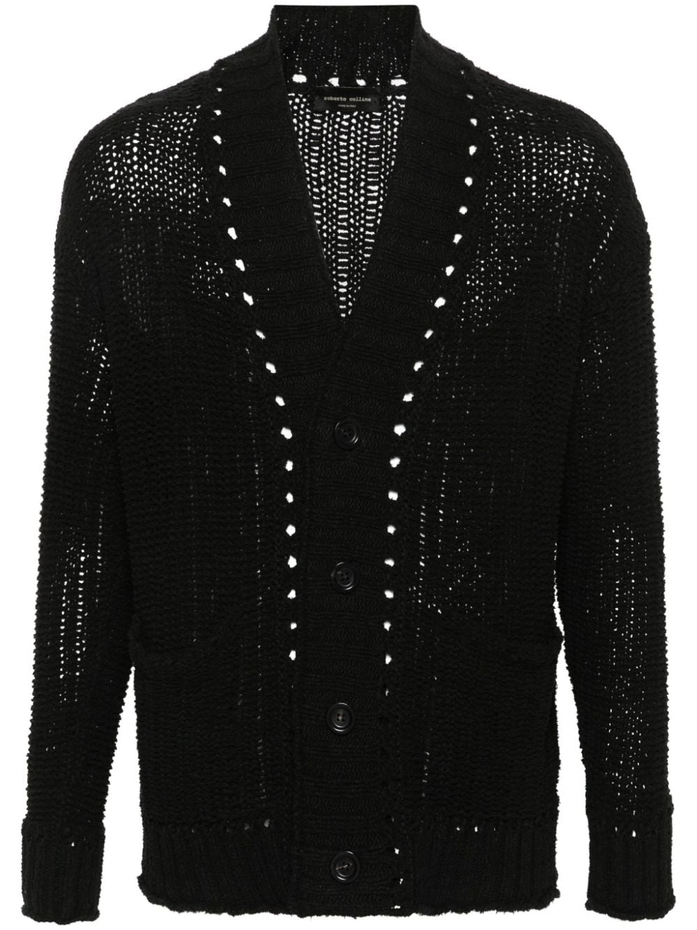 Roberto Collina Chunky-knit Cotton Cardigan In Black