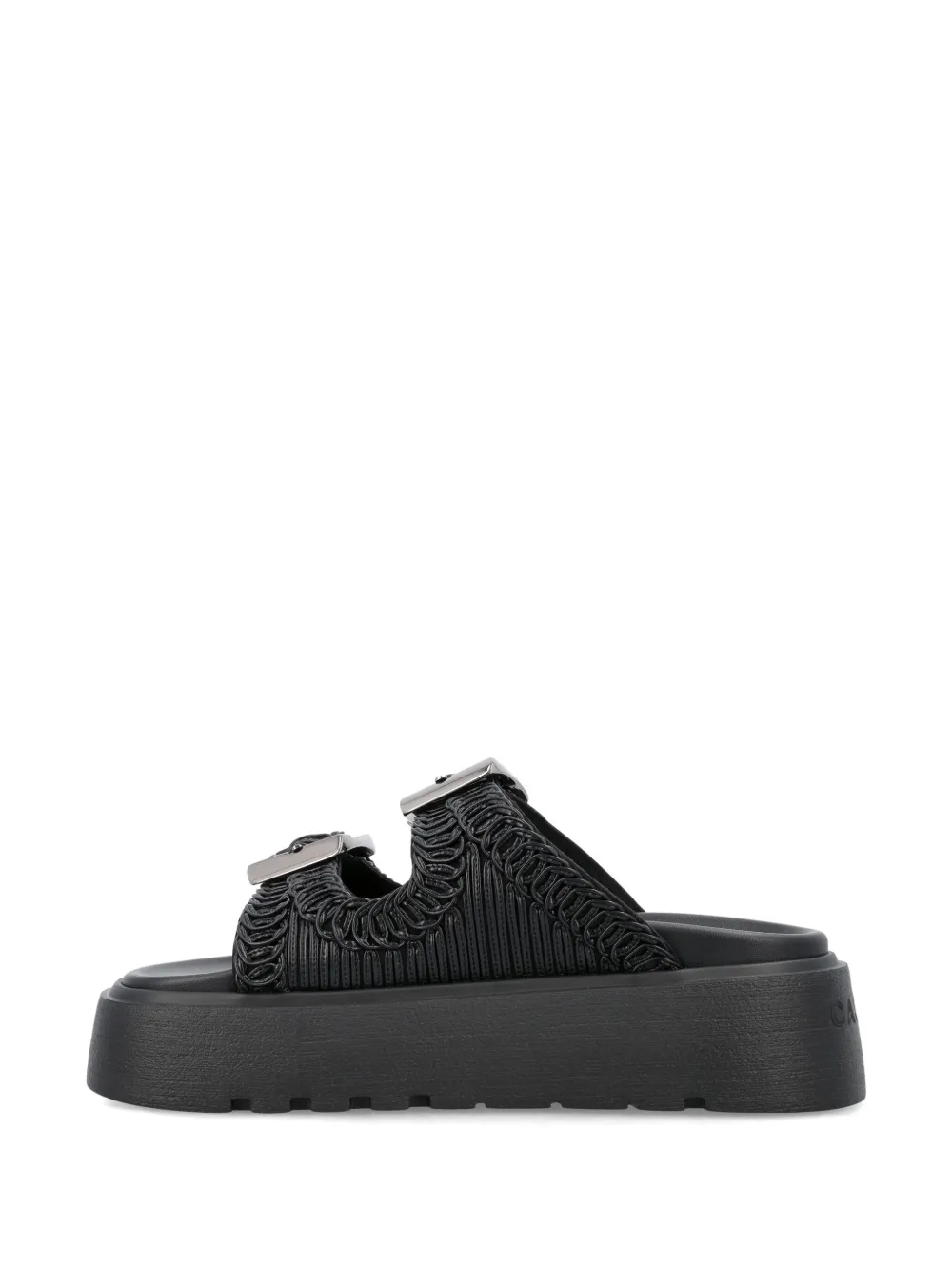 Shop Casadei Birky Ale Flatform Slides In Black