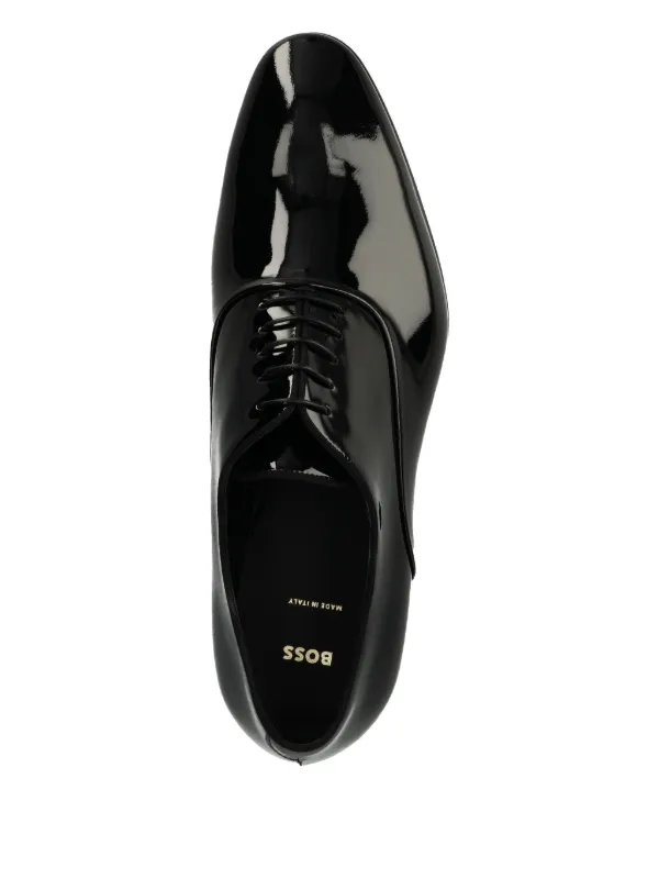 【関税込み】BOSS ブラック レザー レースアップダービー BOSS レザー ダービーシューズ | ブラック | FARFETCH JP