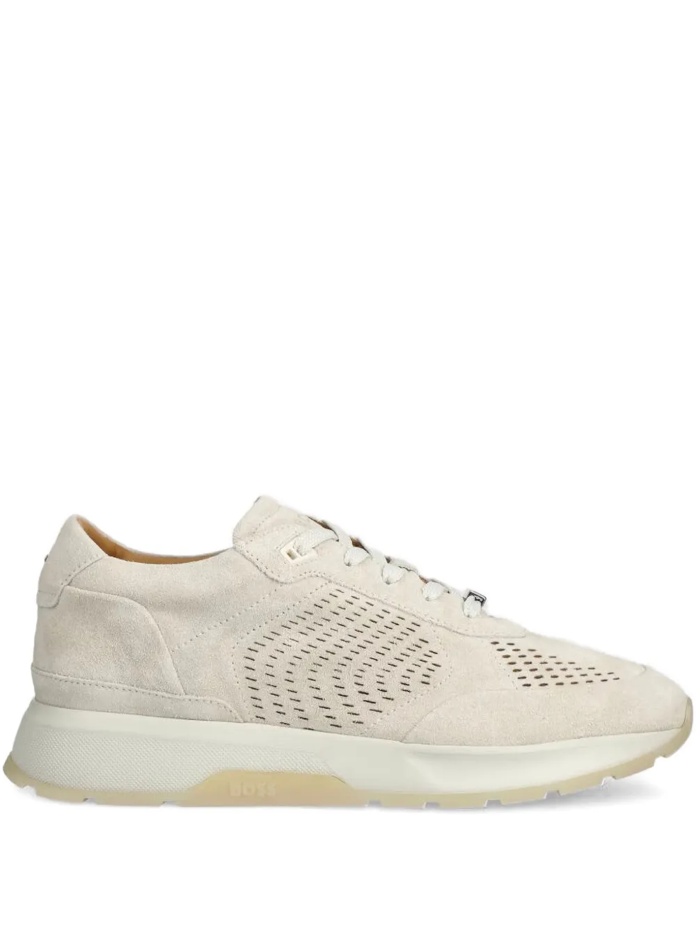 BOSS Zac suède sneakers met geperfoeerde details Beige