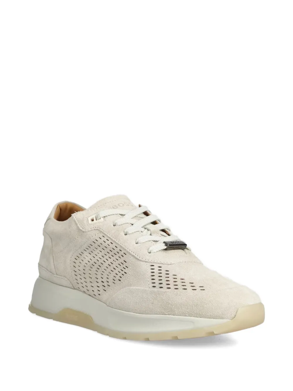 BOSS Zac suède sneakers met geperfoeerde details Beige
