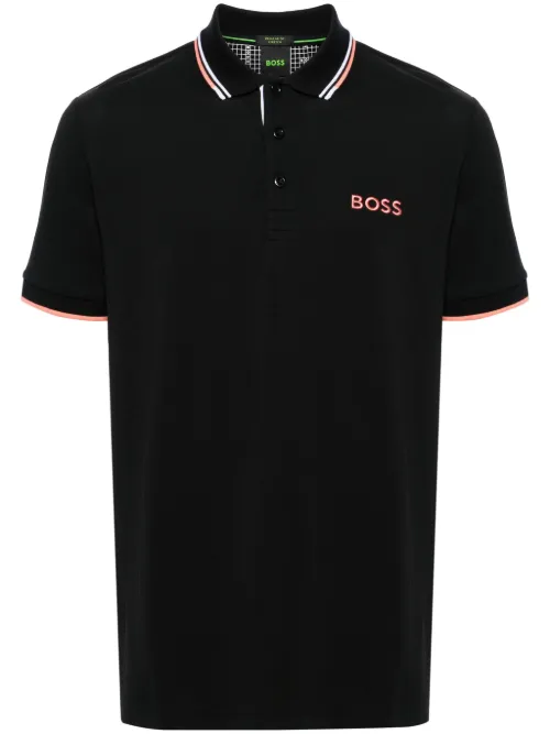 Polo en piqué à logo brodé - BOSS - Modalova