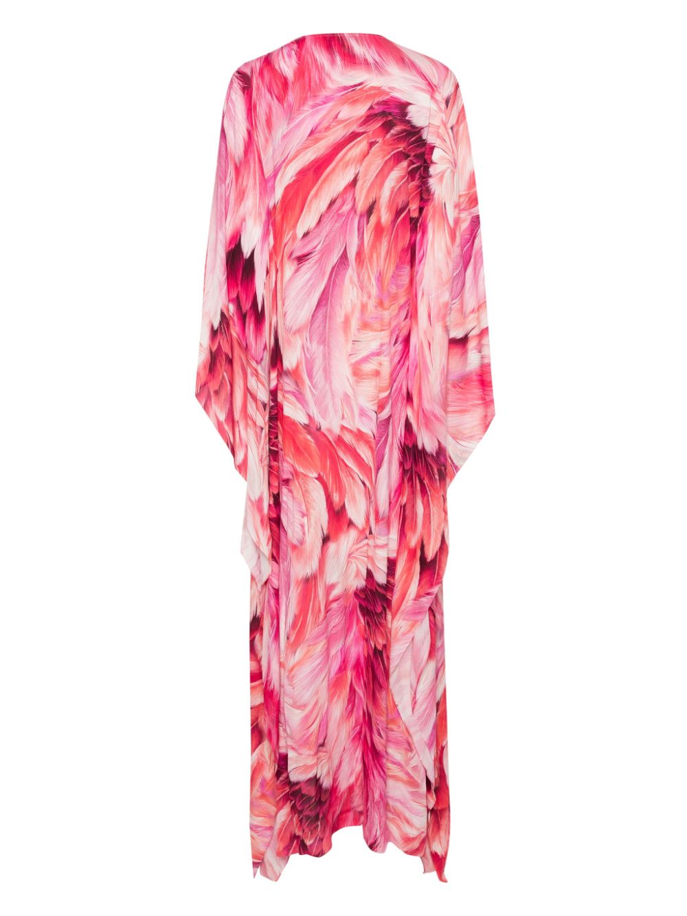 Shop Roberto Cavalli Plumage-print Maxi Dress In Pink