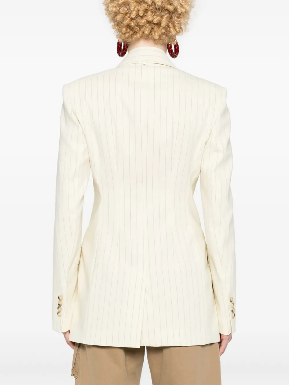 Shop Sportmax Aversa Pinstriped Blazer In Neutrals