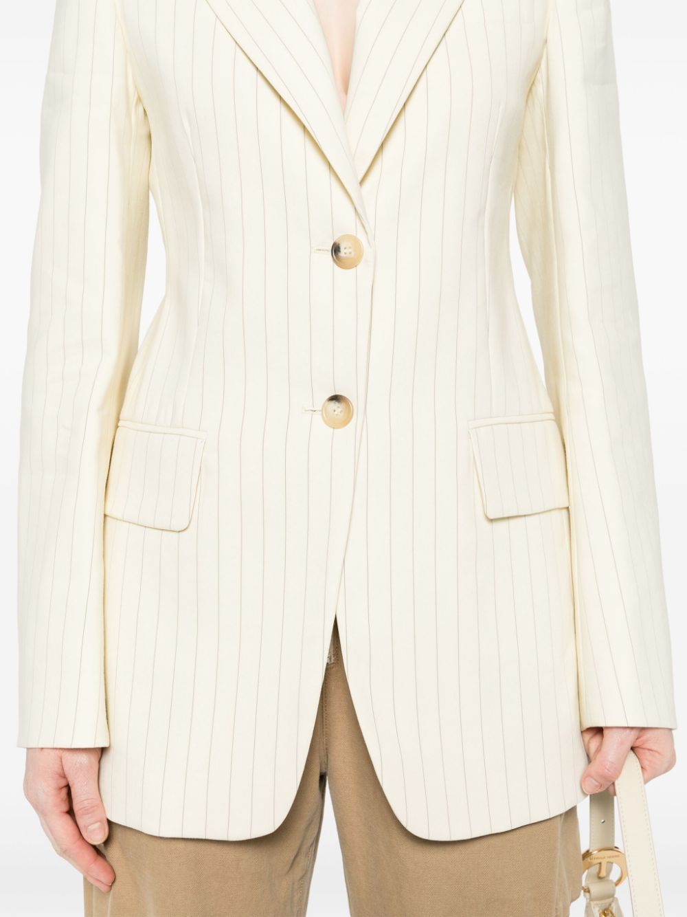 Shop Sportmax Aversa Pinstriped Blazer In Neutrals