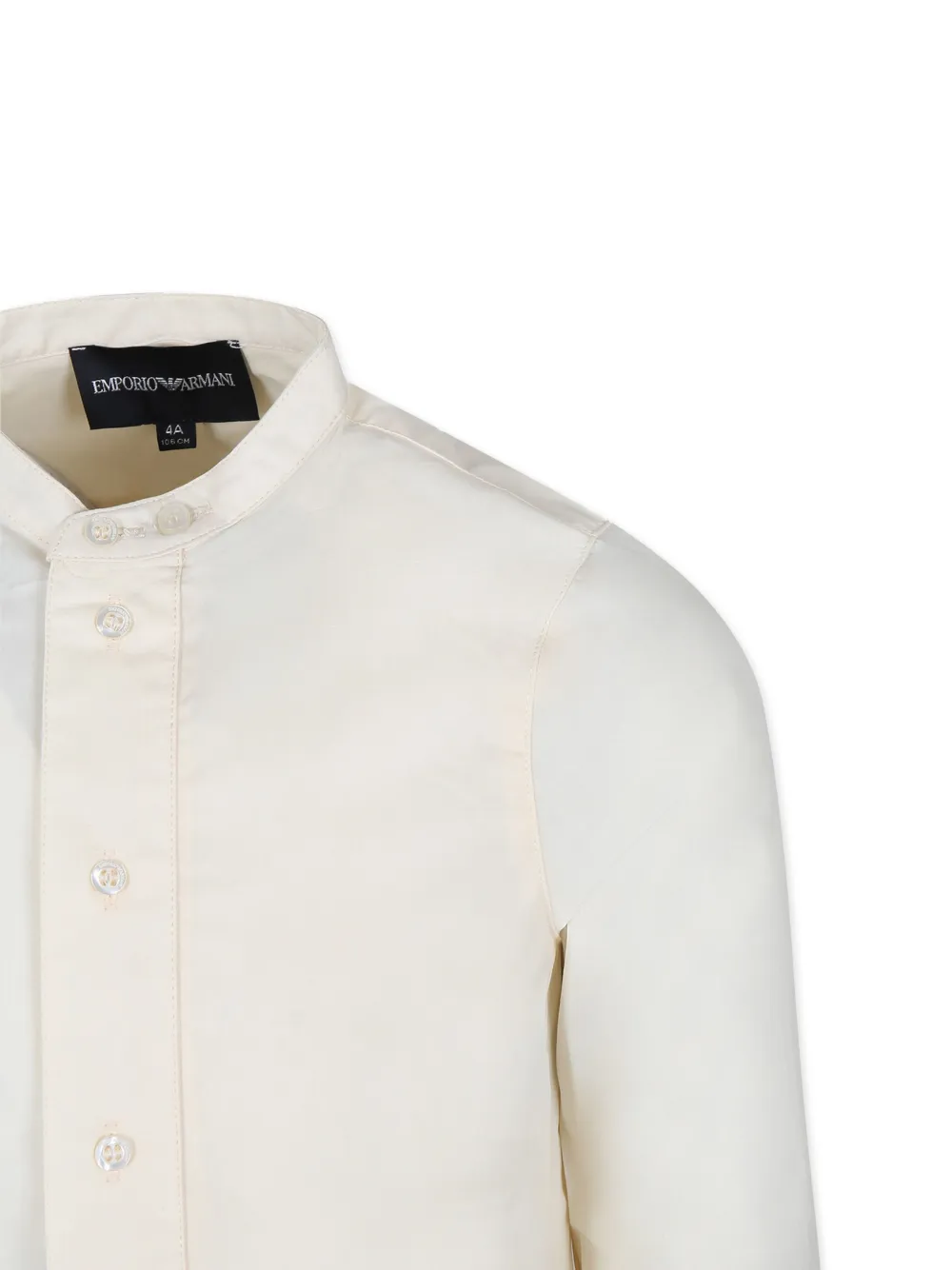 Shop Emporio Armani Band-collar Organic-cotton Shirt In Neutrals