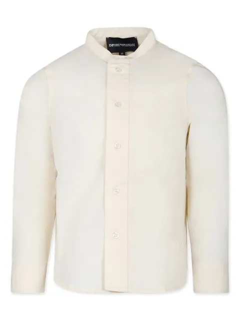 Emporio Armani Kids band-collar organic-cotton shirt