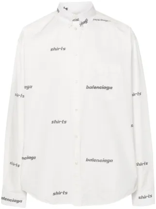 Balenciaga logo print Poplin Shirt White FARFETCH CA