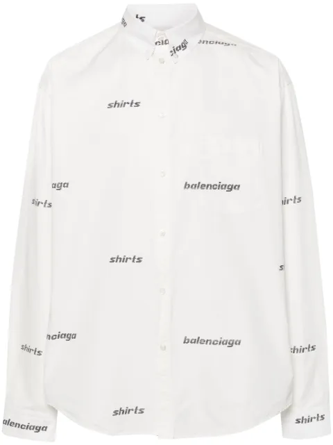 Cheap Balenciaga logo-print poplin shirt Men