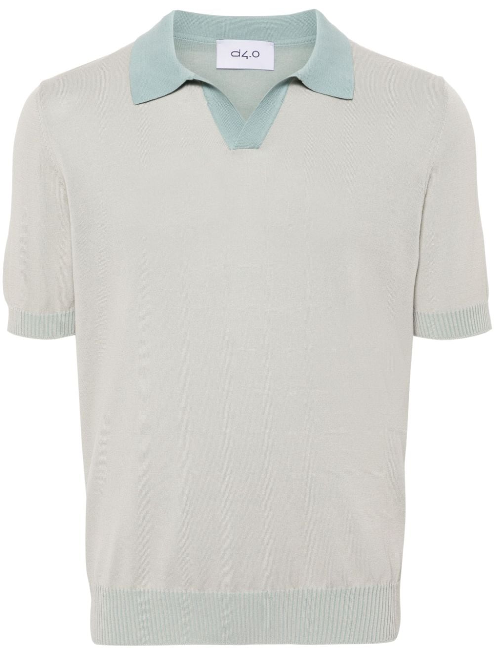 Shop D4.0 Contrasting-collar Knitted Polo Shirt In Neutrals