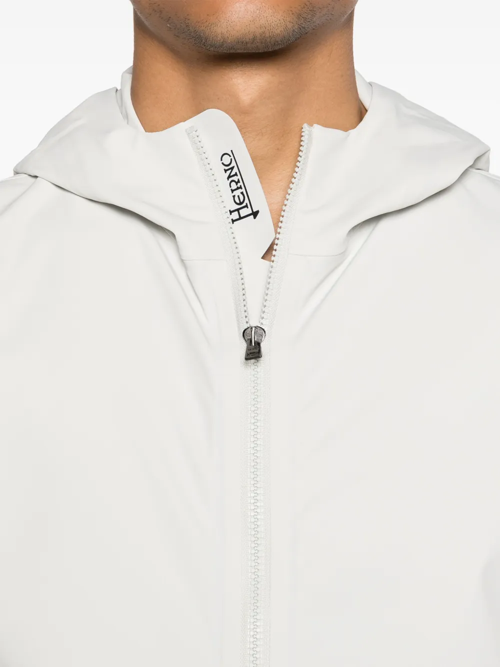 Shop Herno Zip-up Hooded Bomber Jacket In Grey