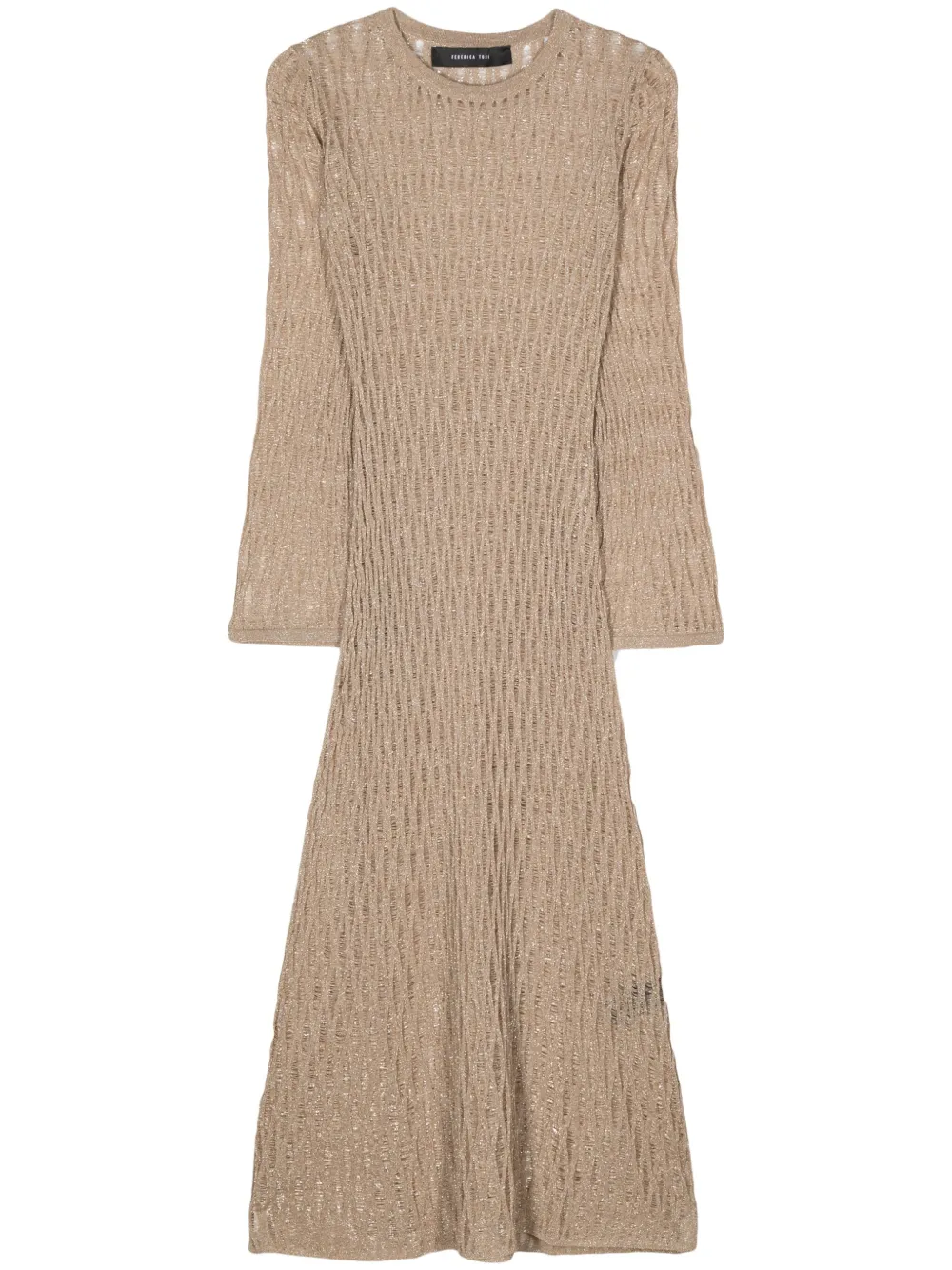 Federica Tosi Open-knit Maxi Dress In 金色