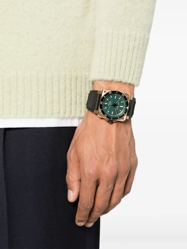 Bell Ross BR 03 92 42mm men Bronze Steel Rubber Sapphire Crystal One Size Green