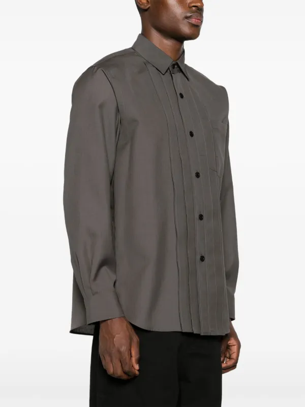 Sacai Pleated button-up Shirt | Grey | FARFETCH