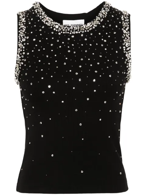 DES PHEMMES crystal-embellished tank top