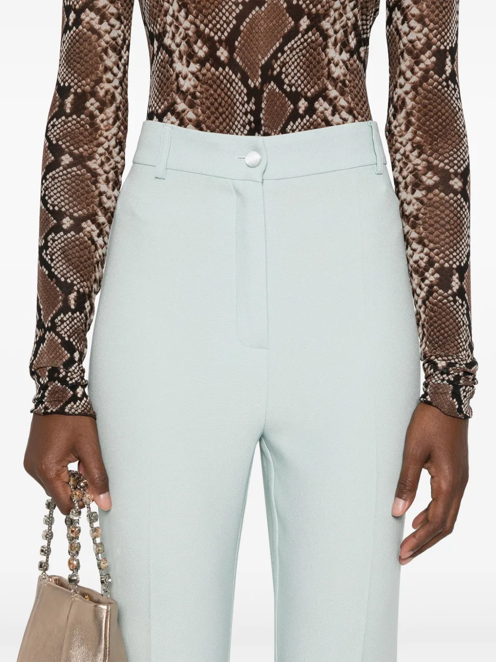 Hebe Studio Flared jersey broek Groen