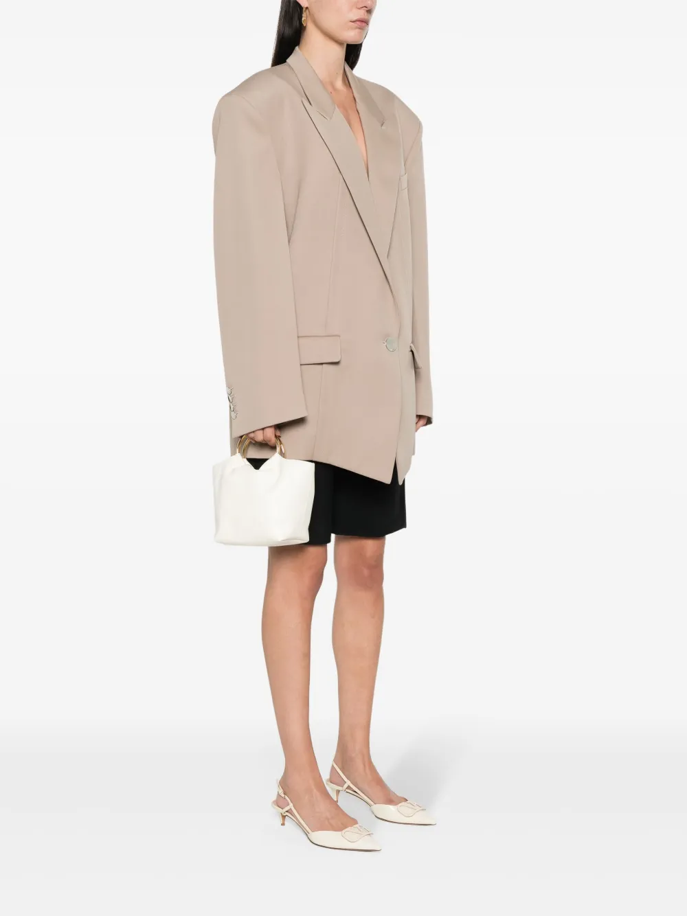 Valentino Garavani VLogo-Signature leather tote bag - Beige