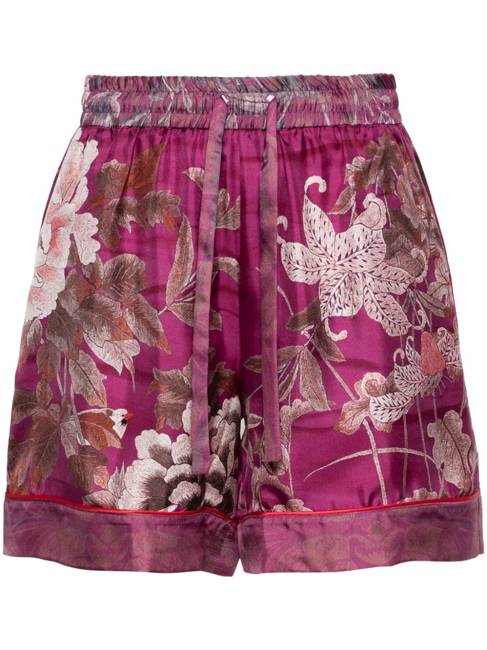 Pierre-louis Mascia Floral-print Silk Shorts In Pink