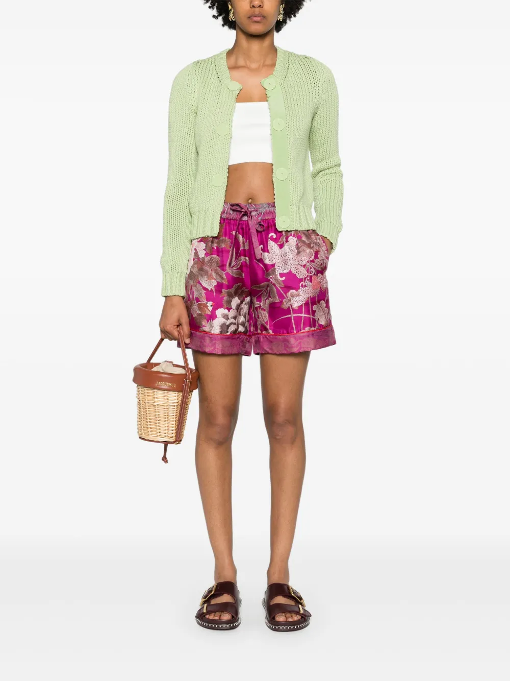 Pierre-Louis Mascia floral-print silk shorts - Paars