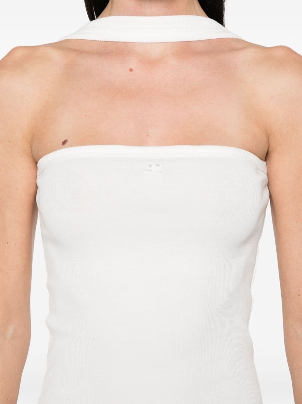 Shop Courrèges Hyperbole 90's Ribbed Top In White