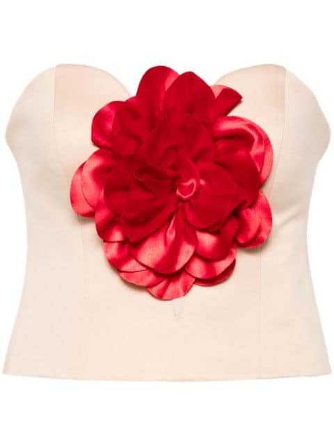 Parlor floral-appliqué corset top