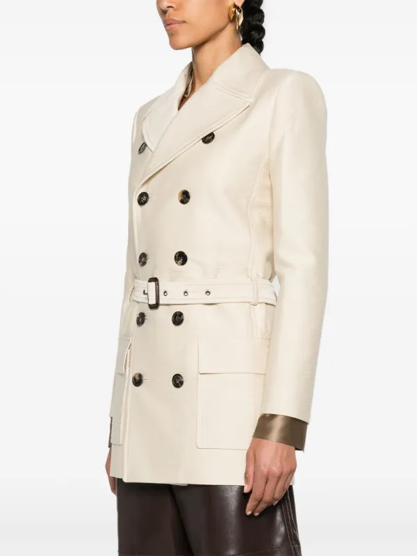 Saint laurent double breasted coat deals
