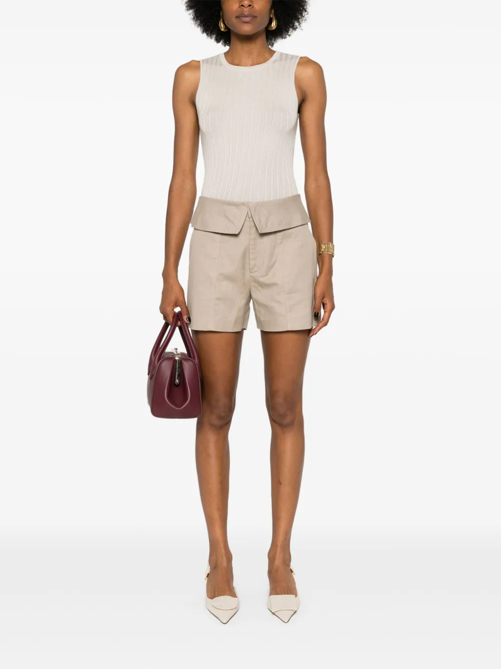 Wild Cashmere Cora ribgebreide top - Beige