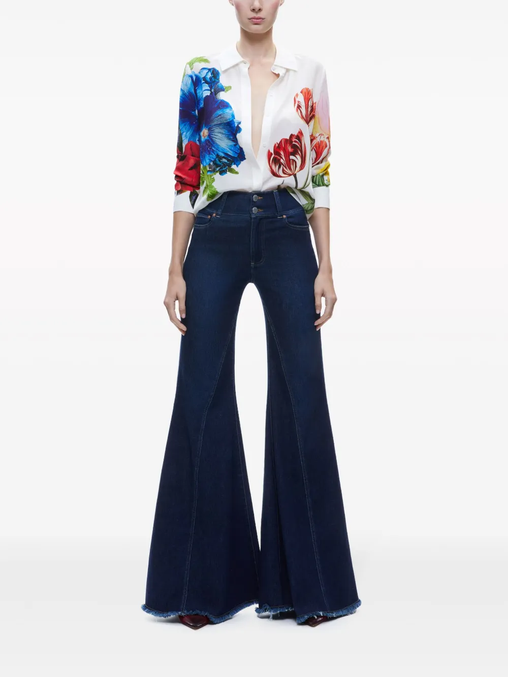 alice + olivia Willa floral-print silk shirt - Wit