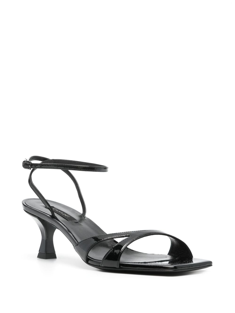 Shop Casadei Cut-out Patent-leather Sandals In Black