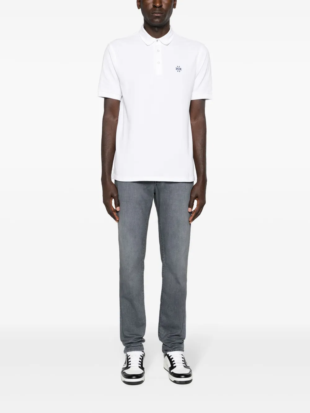 Jacob Cohën logo-embroidered piqué polo shirt - Wit