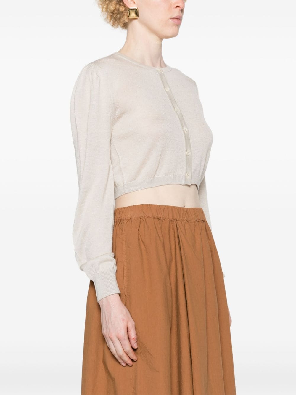 Shop Wild Cashmere Taylor Fine-knit Cropped Cardigan In Neutrals