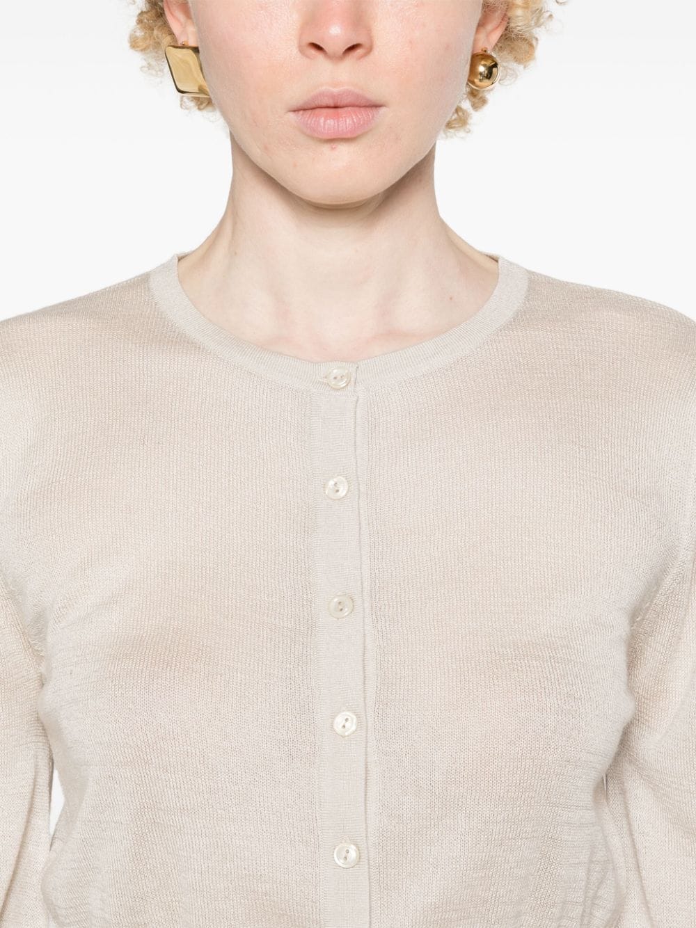 Shop Wild Cashmere Taylor Fine-knit Cropped Cardigan In Neutrals