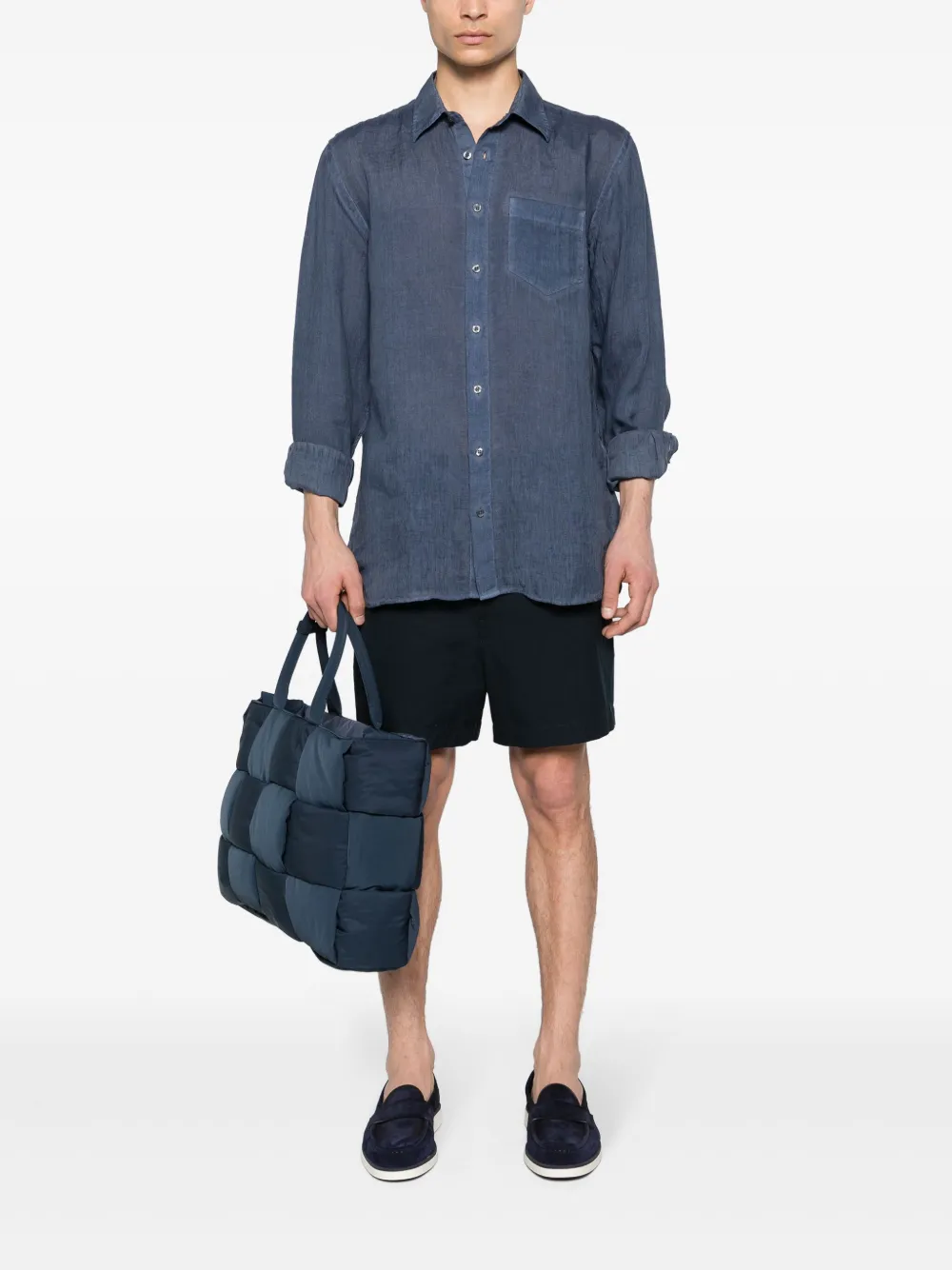 120% Lino Linnen overhemd - Blauw