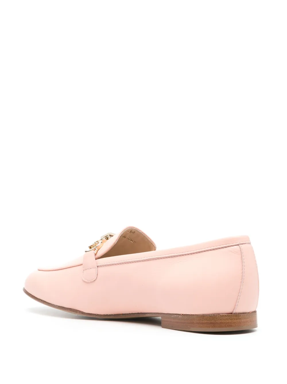 Shop Casadei Logo Plaque Leather Loafers In Pink