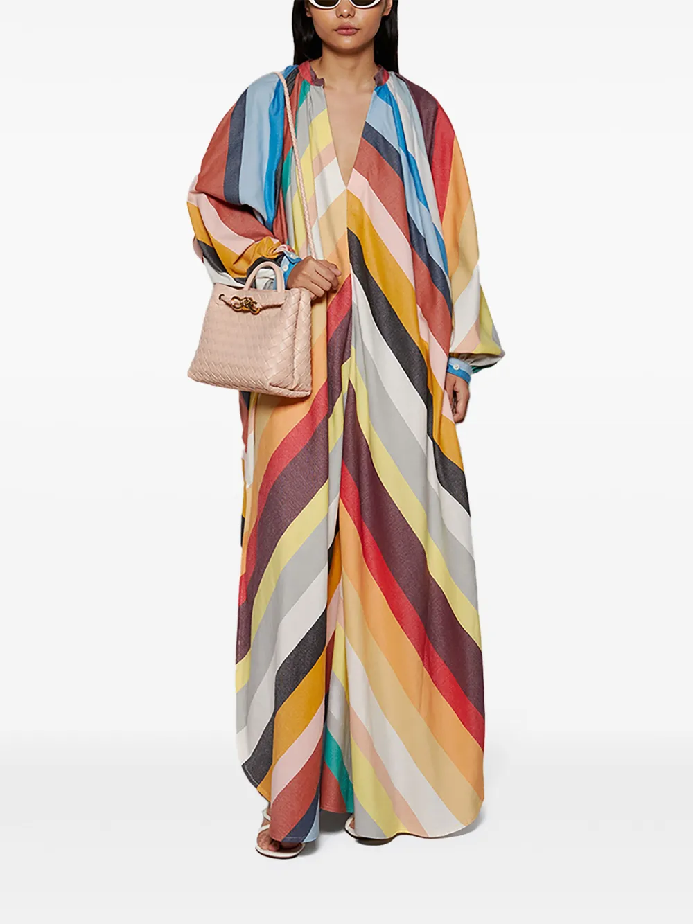 Shop Marrakshi Life Touareg Chevron-stripe Maxi Dress In Yellow